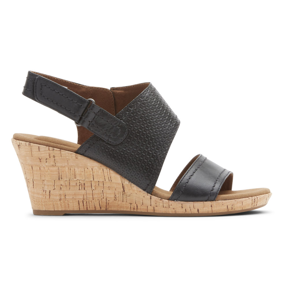 Rockport Sandaler Dame Svart - Briah Asymmetrical 2-Piece - EILC85036